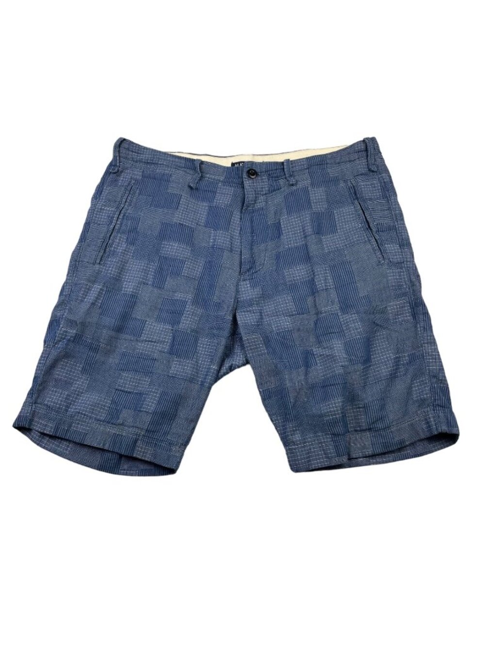 Alex Mill Men's 100% Cotton Chino Shorts Blue Patchwork Plaid • Size 33